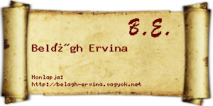 Belágh Ervina névjegykártya